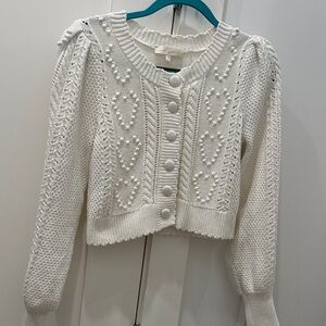 Love Shack Fancy Cotton Button-Front Knit Sweater Cardigan